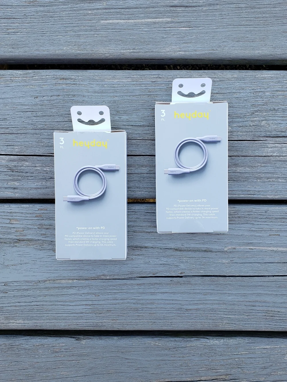 Heyday Lavender 3' USB-C to USB-C Chargng Cable - 2pk